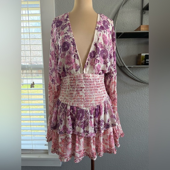 Hemant & Nandita Suki Plunging Mini Dress Size Medium - Picture 4 of 12